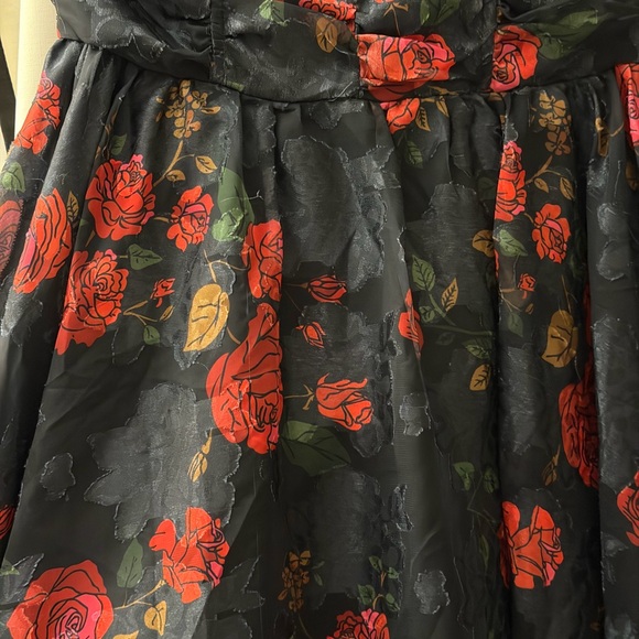Unique Vintage Black and Red Floral High Low Dress - Picture 10 of 16